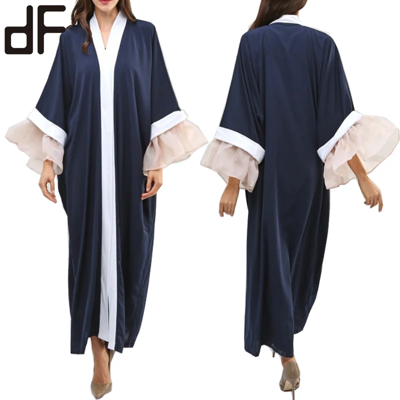Oem Dubai Fashion Jubah Abaya Plain Nida Fabric Front Open Casual