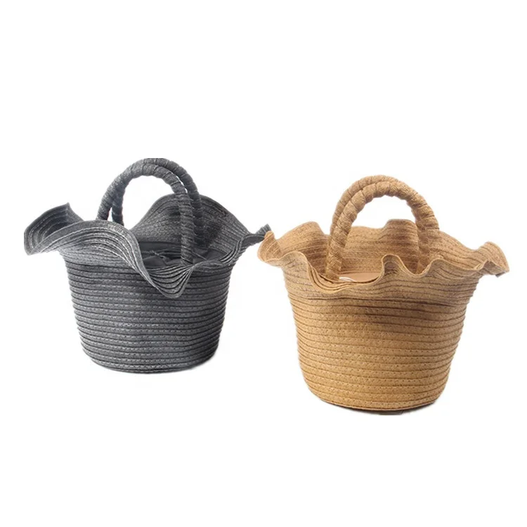 

Lady HOPPER BAG Beach Basket Bag with Wavy Edge