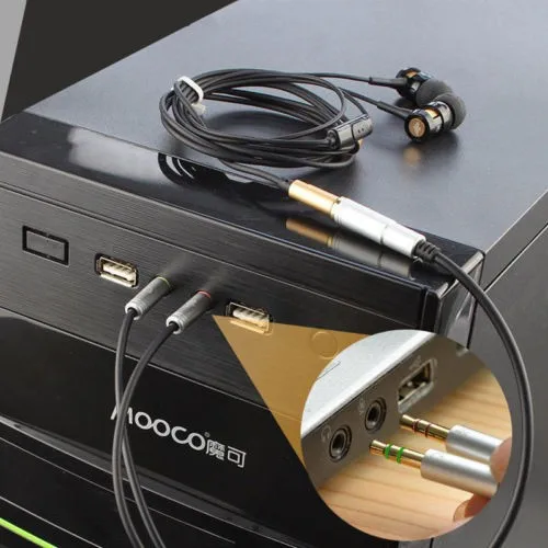 3.5mm Headphone Mic Audio Y Splitter Cable 1 Female To Dual Male Black