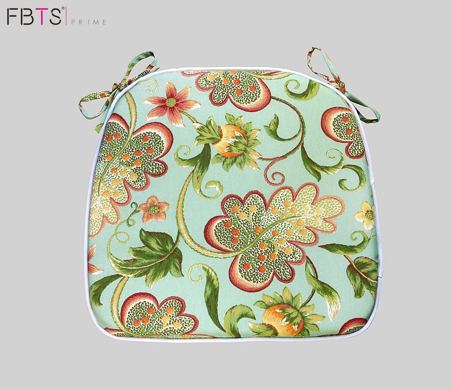 FBTS Prime Outdoor Chair Cushions (Set of 2) 16x17 Inches Patio Seat Cushions Green Floral Square Chair Pads for Outdoor Patio Furniture Garden Home Office