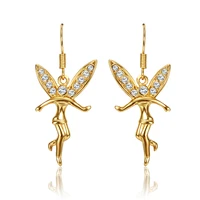 

Angel Earrings For Women Rhinestone White Crystal Drop Earring Silver Gold Rose Gold Plated Dangle Earring For Women