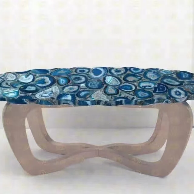 
Fantastic polished brazilian blue agate coffee table top  (60780268191)