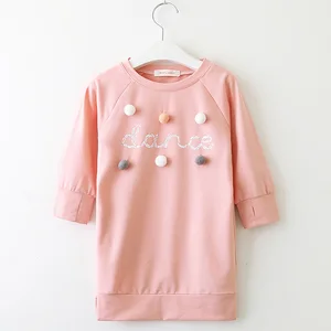 Bear Leader Autumn and Winter Cartoon Letter Embroidered Sweatshirt Girls Fashion Long Hoodie Pullover Dress