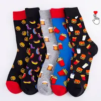 

beer hamburger fries donuts food mens colorful calf happy socks,cotton ribbed socks vivid color