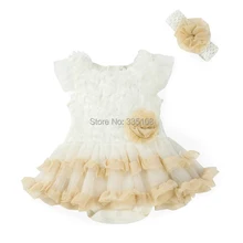 2016 Moda Bebê Roupas de Menina Conjunto Terno: Vestido Romper & Headband Bonito bebê Recém-nascido Verão Tutu Vestidos Crianças Vestido de Princesa Das Meninas