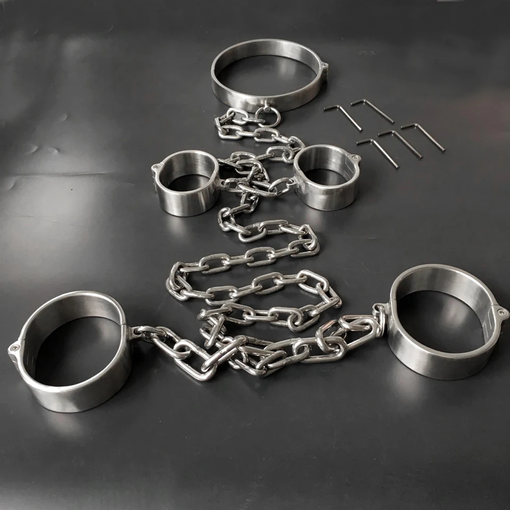 Black Emperor Brand New Stainless Steel Handcuffs And Foot Cuffs And ...