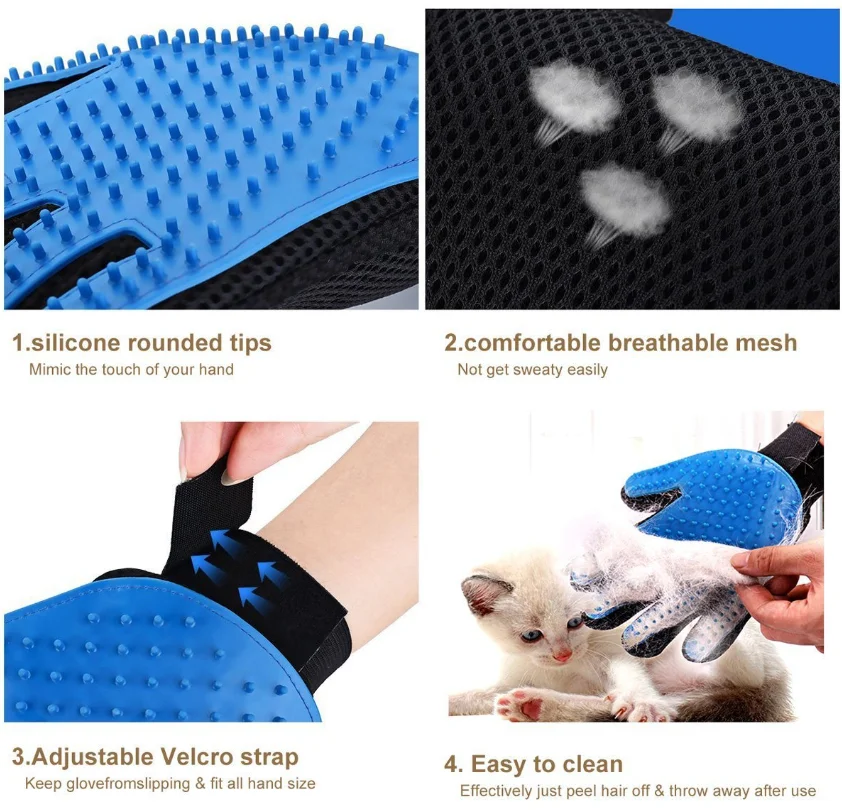 2 In 1 Pet Grooming Glove For Cats Brush Comb Cat Hackle Pet Deshedding