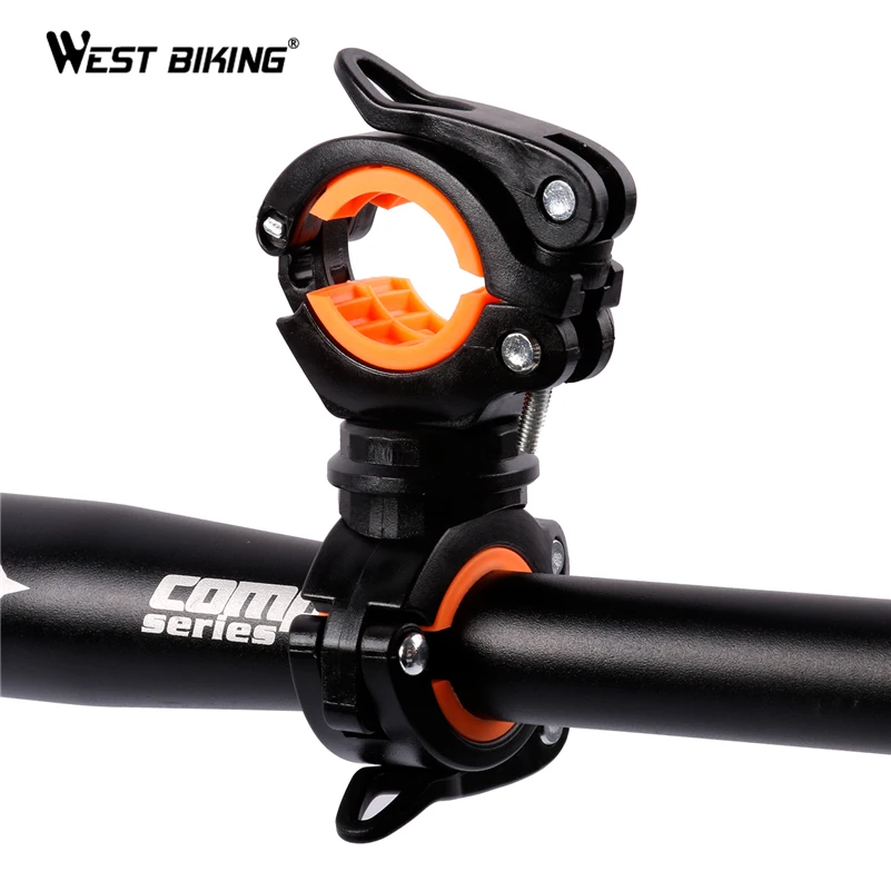 

WEST BIKING Bicycle Rotating Light Double Holder LED Front Flashlight Pump Lamp Handlebar Seatpost MTB Bike Cycling Light Holder, Black white/red white/black yellow/blue white