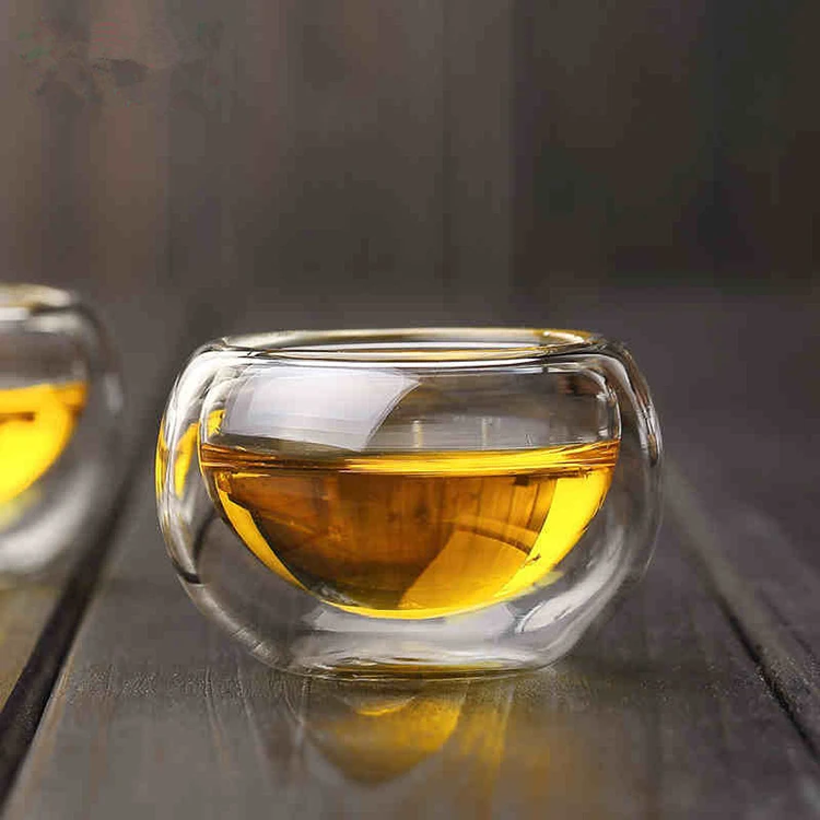 

Tea accessory heat resistant small capacity double wall glass tea cup, Clear
