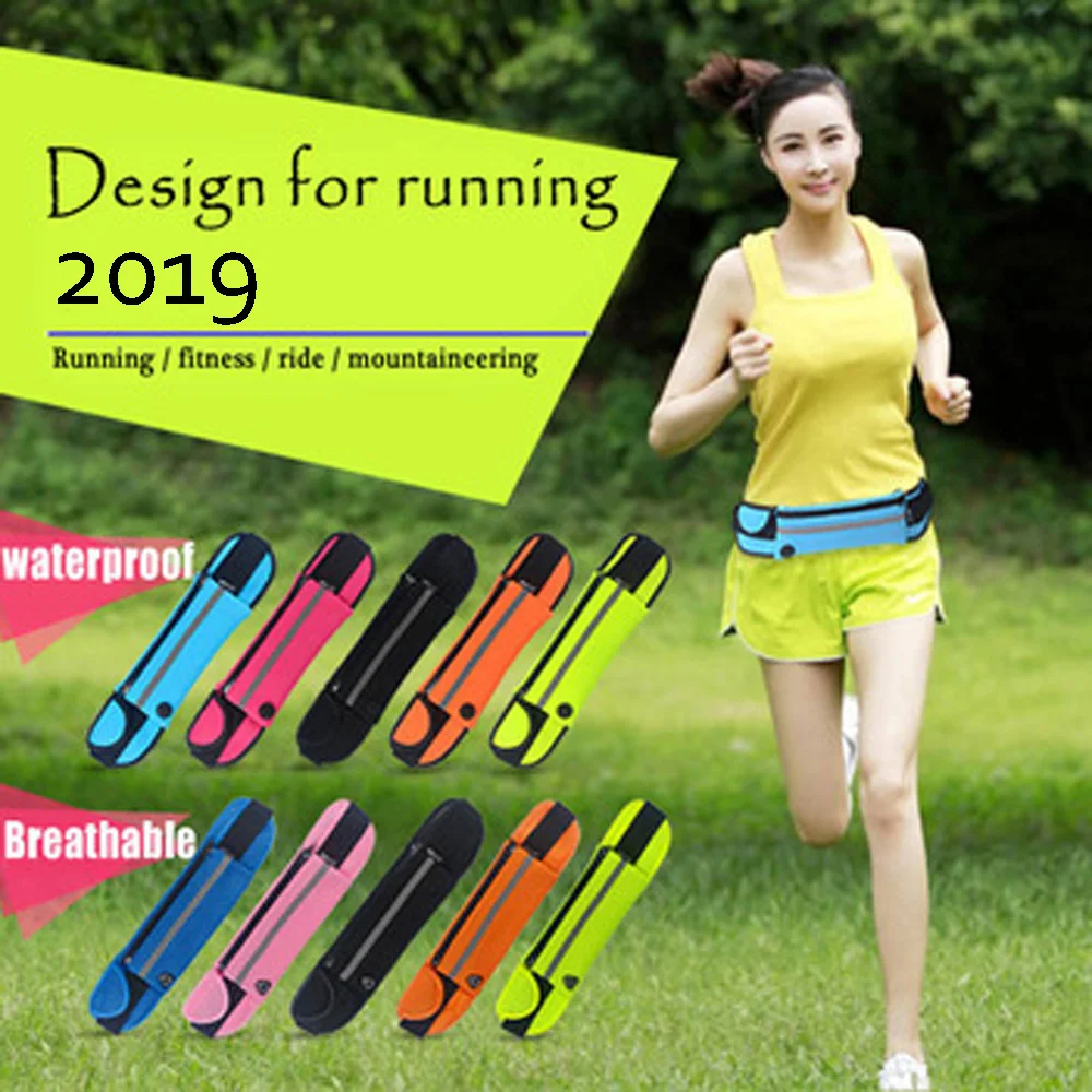 

Adjustable long belt waterproof led running sport elastic waist belt tool bag, Blue, rose, black, orange, green