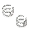 women custom silver beaded earrings double ear cuff 925