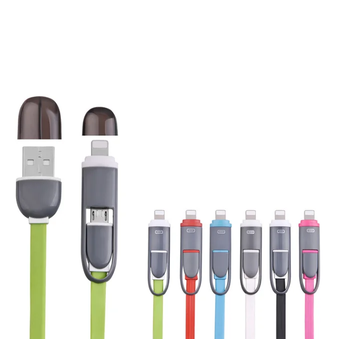 Retractable 2 in 1 phone charging data usb cable