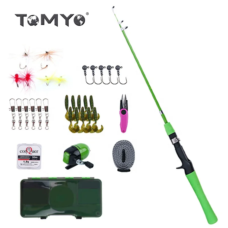 

ToMyo Youth Kids Fishing Pole,Portable Telescopic Fishing Rod and Reel Combo Full Kit Set Fishing Gear for Kids, Blue/red/green