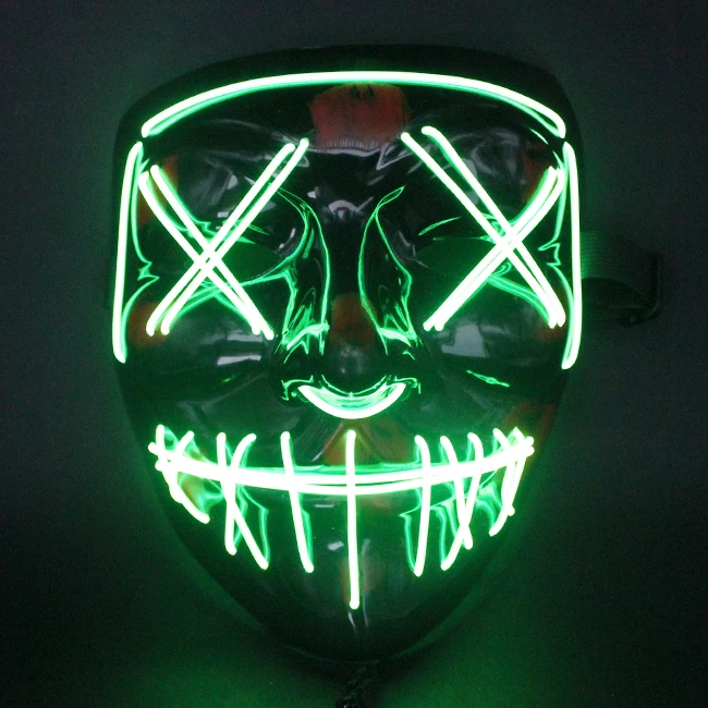 Custom High Brightness Light Up Neon El Wire Led Mask Scary Halloween ...