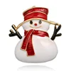 Brooch Wholesale Zinc Alloy Gold Plated White Enamel Lovely Christmas Snowman Brooch For Gifts