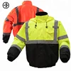 Long sleeve mens hi vis windbreaker reflective safety work bomber jacket with hi viz visible jackette hoodie for winter outdoor
