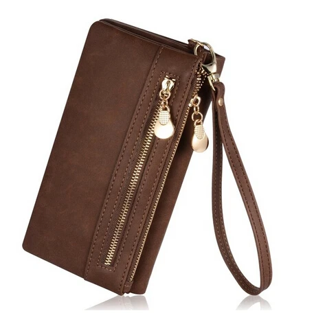 

Boshiho Korean Double Zipper clutch wristlets girl purses wholesale women PU leather long card holder women' leather wallet, Red, black, dark green, yellow, coffee, rose, blue