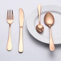 

Luxury full stainless steel rose gold cutlery set knife spoon fork