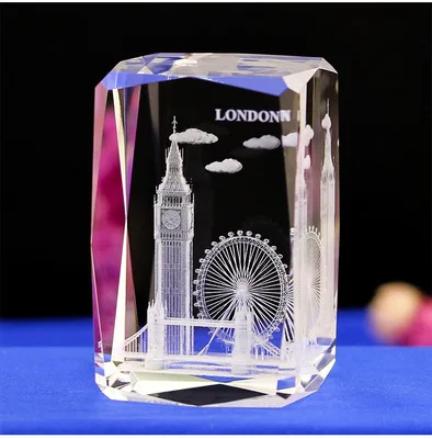 Tourist Souvenirs Gifts UK London Eye carving 3d laser crystal engraving crystal crafts details