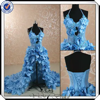 Jj2999 Short Front Long Back Light Sky Blue Wedding Dresses