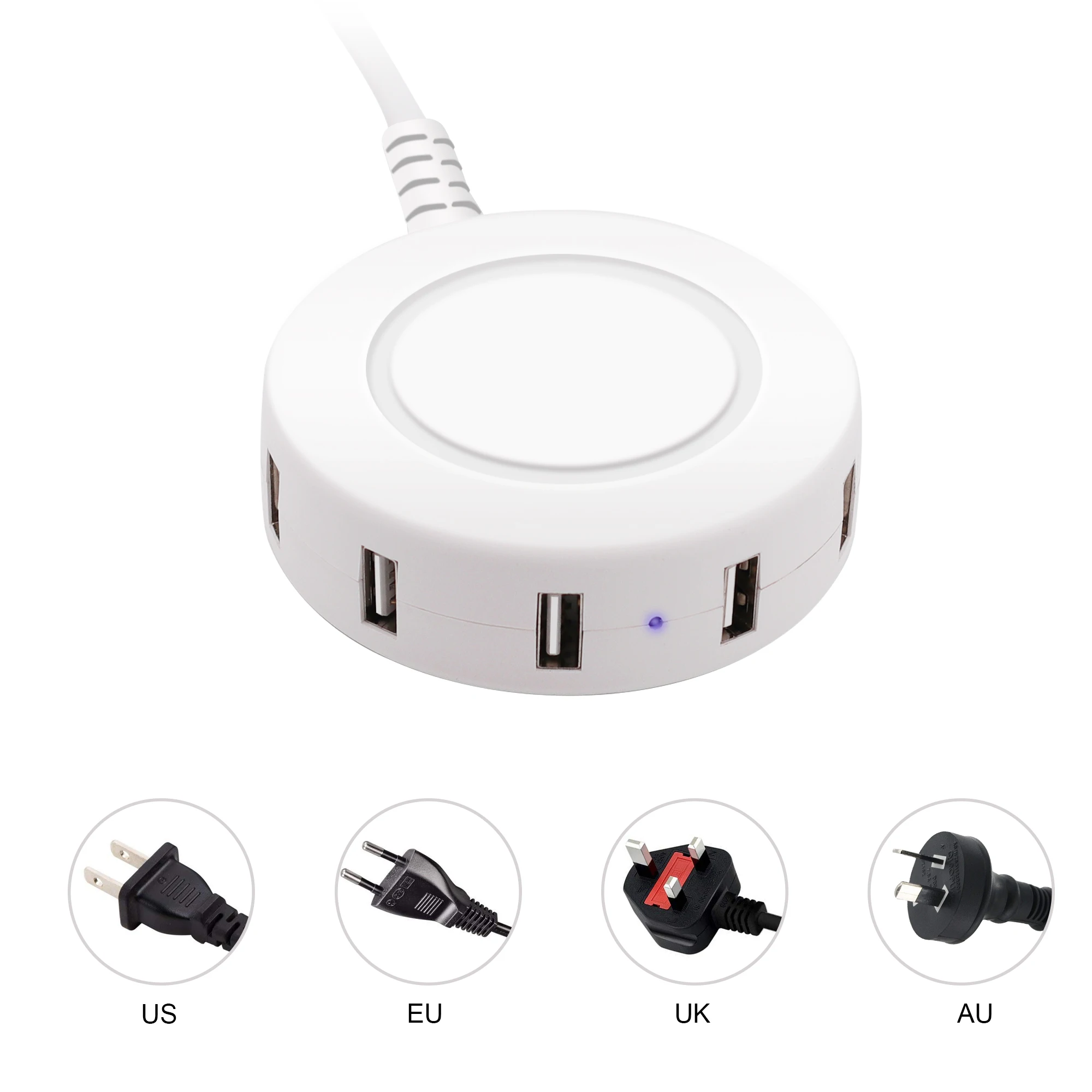 5v 6a Multiple Round 6 Ports Portable Travel Usb Charger With Smart Ic