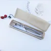 Custom sliver 304 stainless steel tableware flatware gift box set with metal straw portable travel plated cutlery set