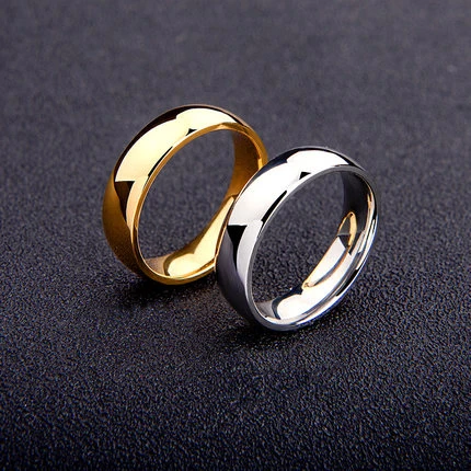 

Factory Custom Fashion Jewelry Stainless Steel 6MM Couple Finger Ring, Gold;black;silver;rose gold