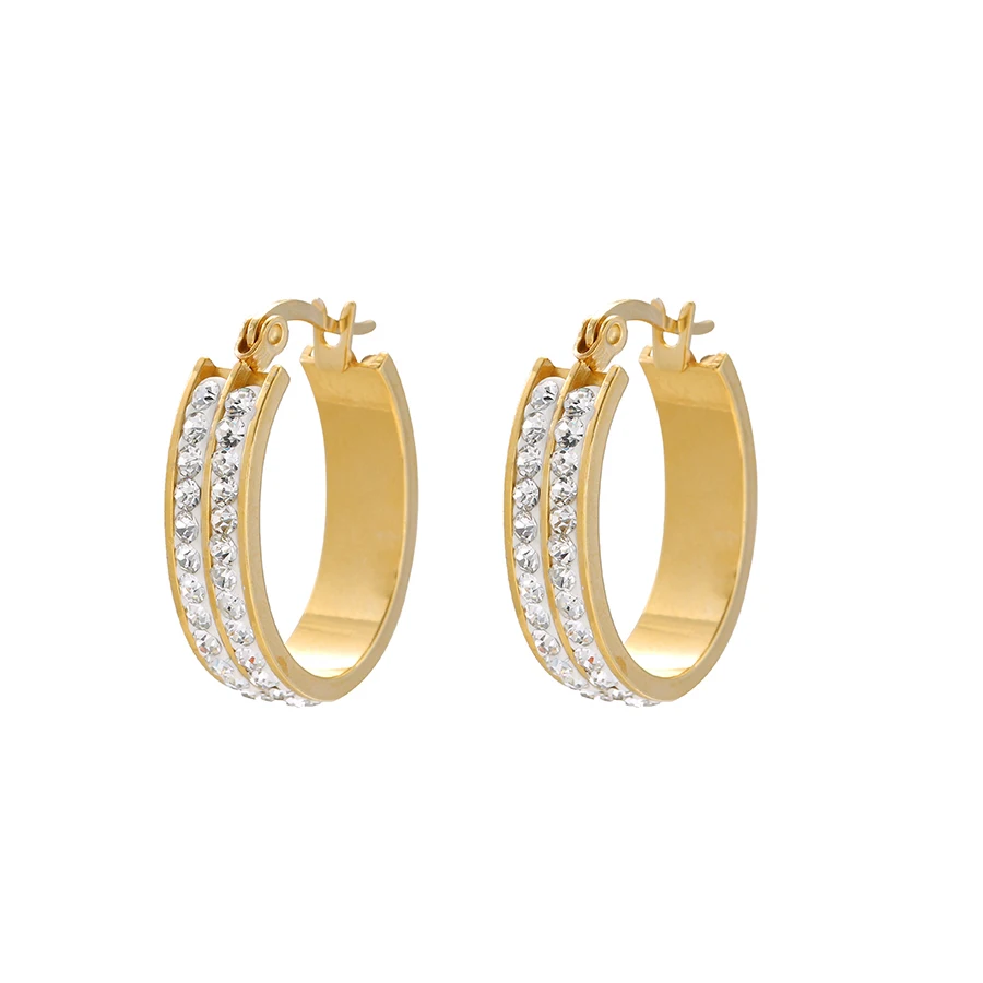 

E-608 xuping fashion New arrival Rhinestone 24K gold color simple Hoop Earrings for women