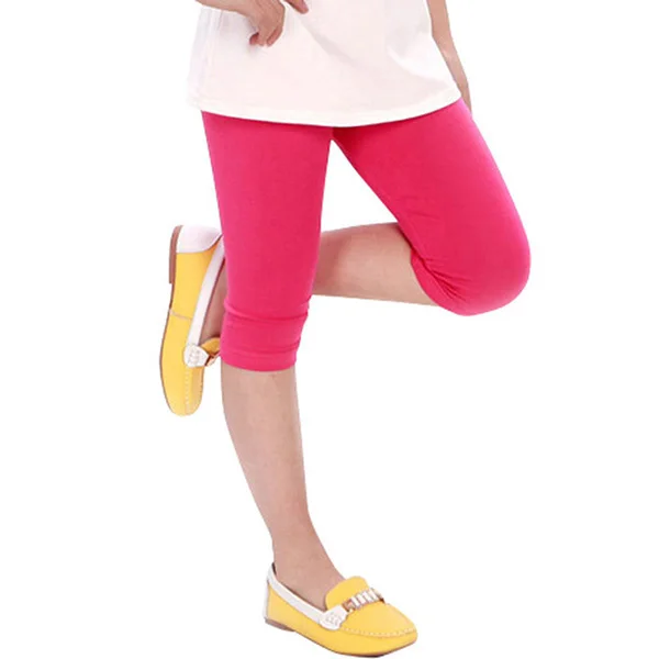 Candy Color Kids Girl Cotton Leggings Children Summer Cropped Capris Pants