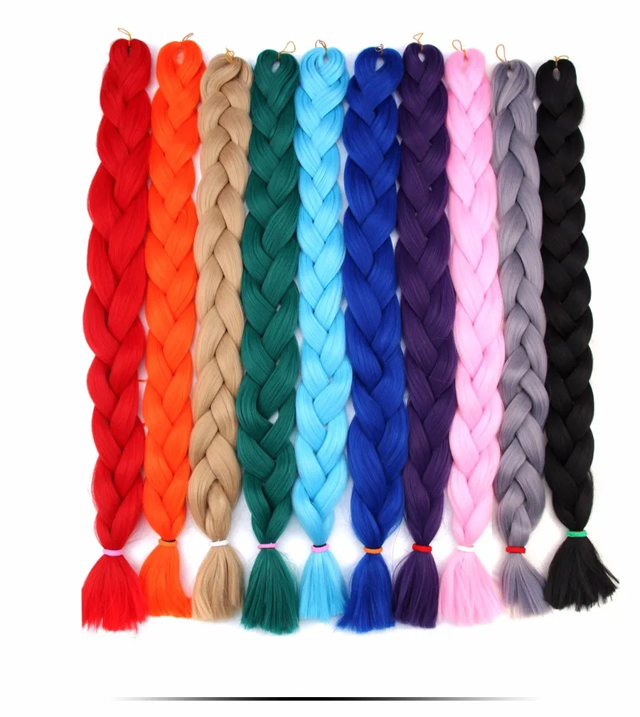 

Wholesale cheap synthetic hair jumbo braid 100 synthetic braiding hair, Single color