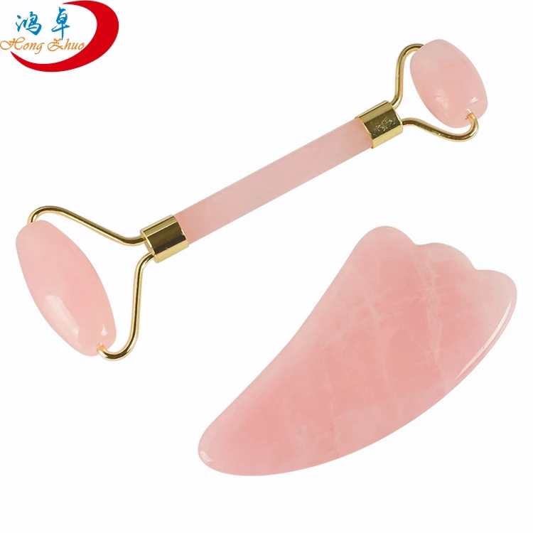 

Face Application and Massager Properties jade roller with ball set pink