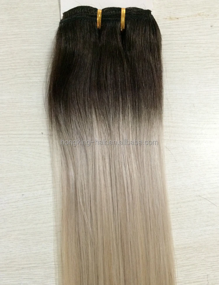 100 Double Drawn Ombre Black Ash Blonde Russian Clip In Hair