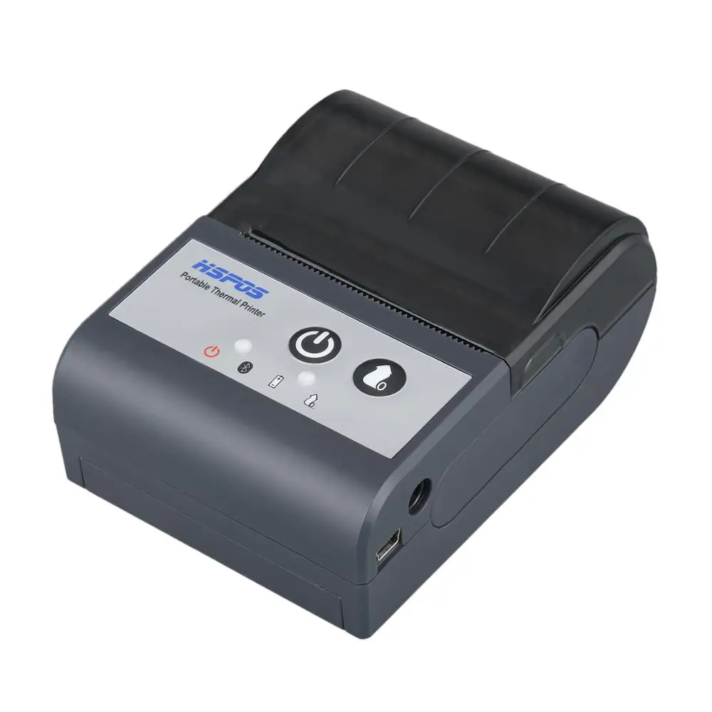 

Arabic printing portable thermal 58mm mobile bluetooth printer support photo and QR code printing for express, Grey