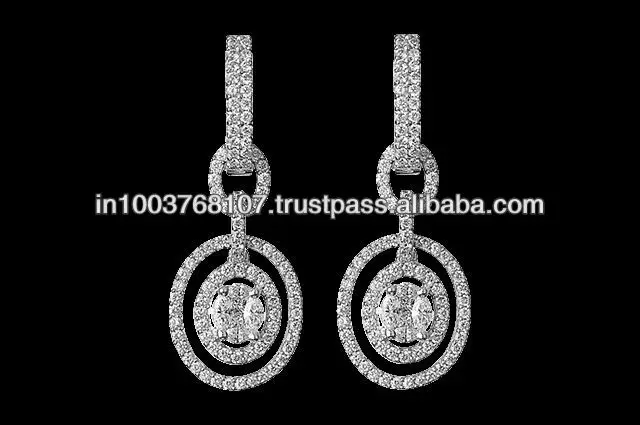 Oval Shaped Hoop Diamond Earrings - Buy 