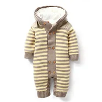 

New design cheap price newborn knitted sweater soft baby cotton romper with hoods