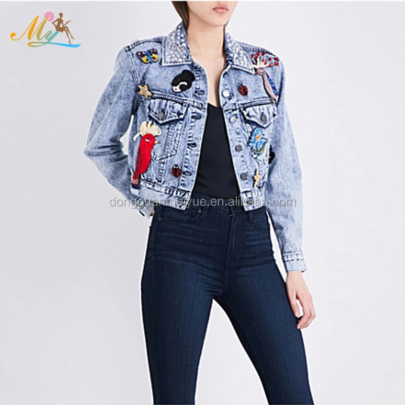 

New arrival embellished denim jacket, Customed