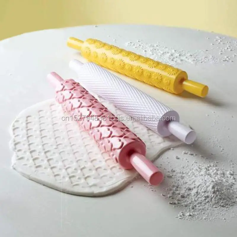 
Decorating embossed Rolling Pin Manual Dough Roller Plastic Pasta DIY Fondant Embossing Rolling Pin bakeware 