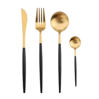 

Custom logo elegant Gold plated Flatware Stainless Steel Modern Style Fork Spoon Knife Cutlery Set