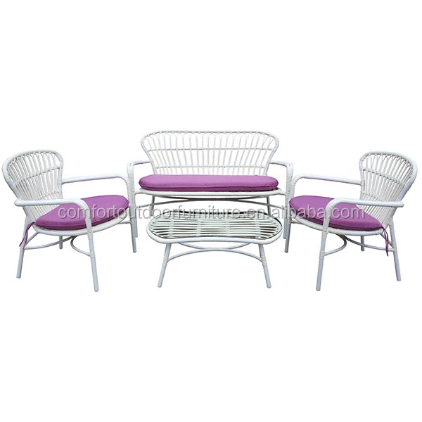 
Garden Modern 4-seat Sofa with Round Rattan Top 