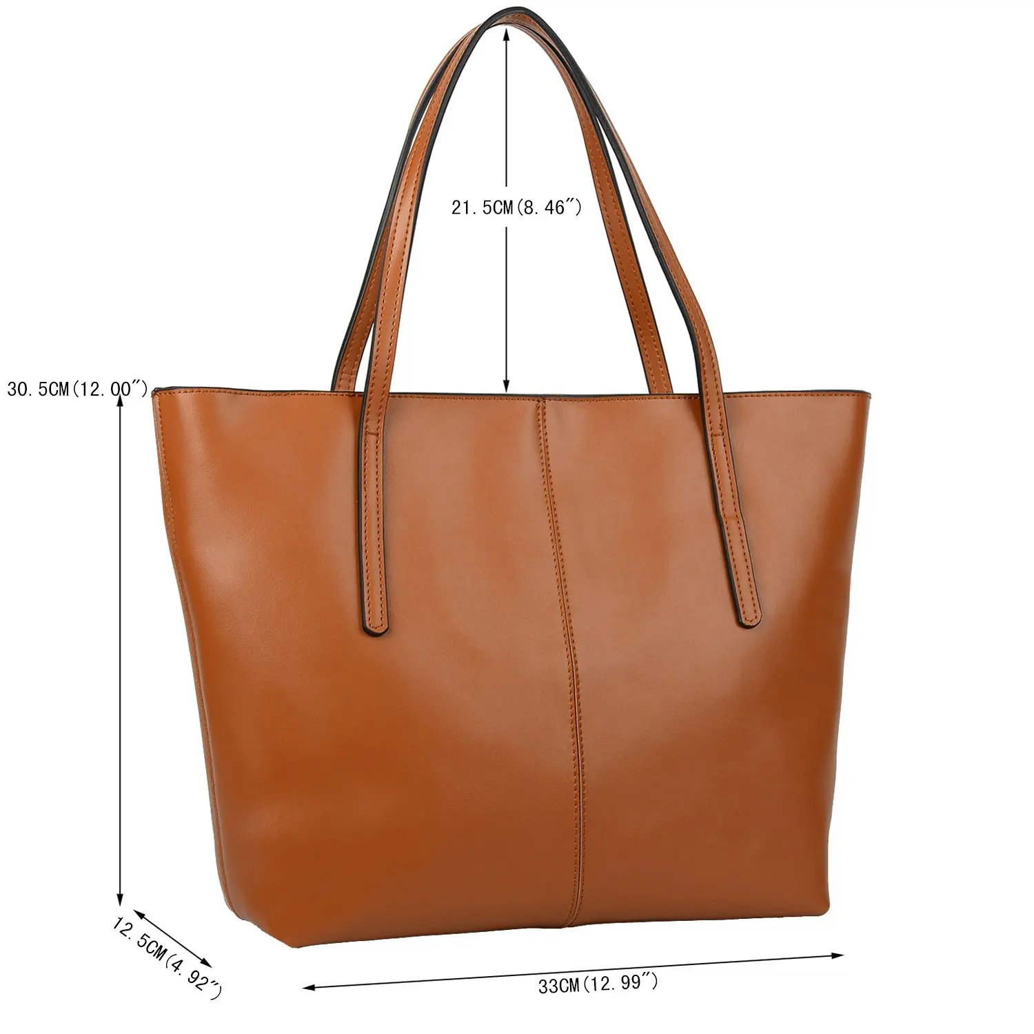 leather work tote with zipper