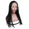 #1B Lace Front Braided Box Braids Wig High Temperature Synthetic Wig For Women