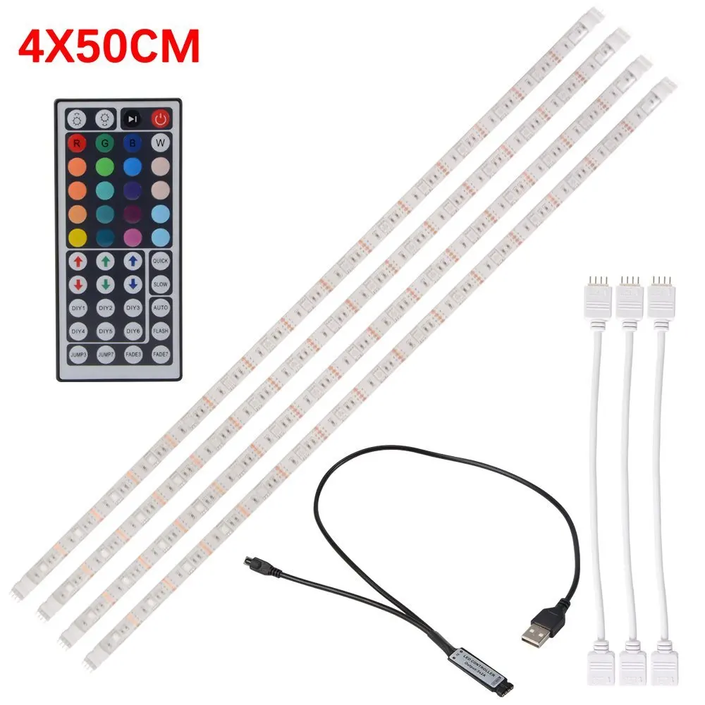 Get Quotations · XCSOURCE 4pcs 50CM LED Strip Light Flexible 5050 RGB USB LED TV Background Strip Light with