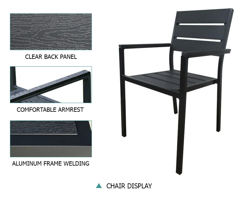 6 Chair 1 Rectangular Table Plastic Wood Garden Furniture Outdoor Sets