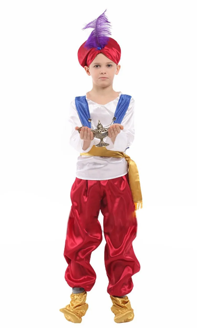 

Halloween Carnival boy Children aladdin costume, Orange /white