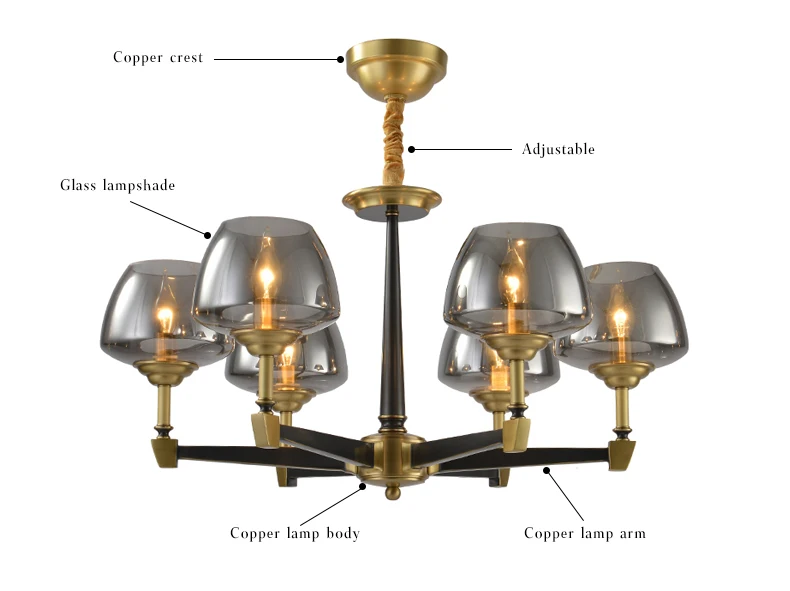 Luxury Modern Brass Color Chandelier glass rustic hotel brass high ceilings modern pendant lighting