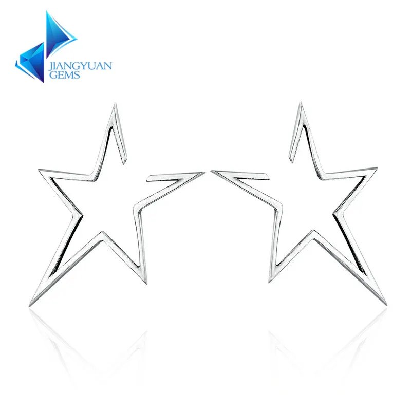 

Fashion Fine Jewelry For Lady 925 Sterling Silver Exquisite Stud Silver star Earrings