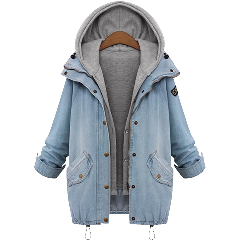 

New Winter Fashion Cotton Two Piece Hooded Denim Coat For Women, Picture