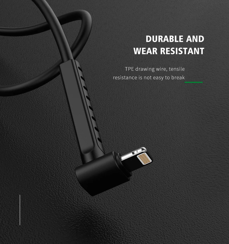 Recci 2.4a 90 degree micro usb type c fast charging cable