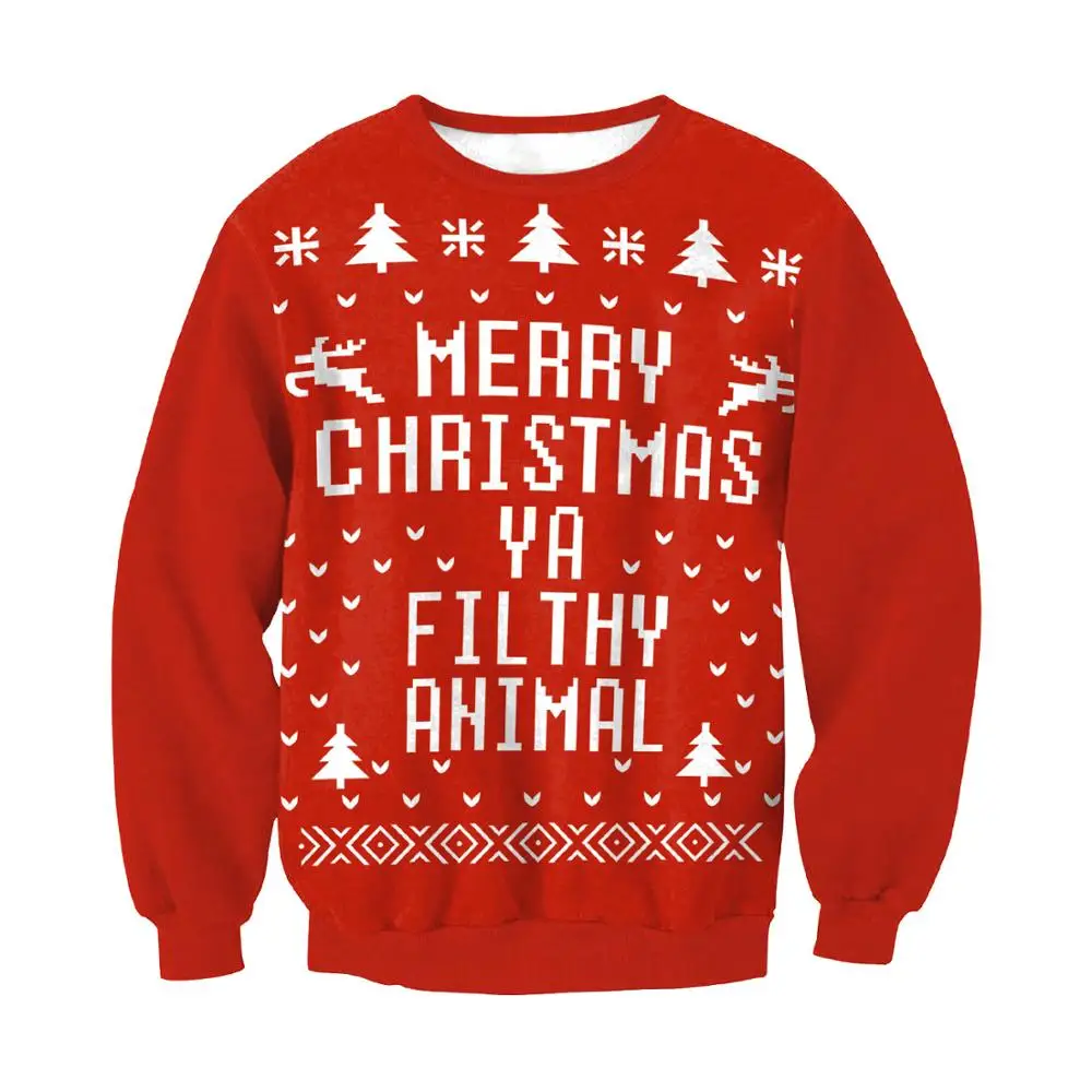 

Lady Cartoon Printed Long Sleeve Pullover Knitted Christmas Sweater