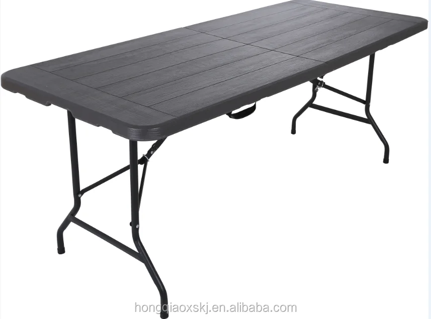 New Design Wooden Style 6ft Plastic Hdpe Table Top Plastic Folding